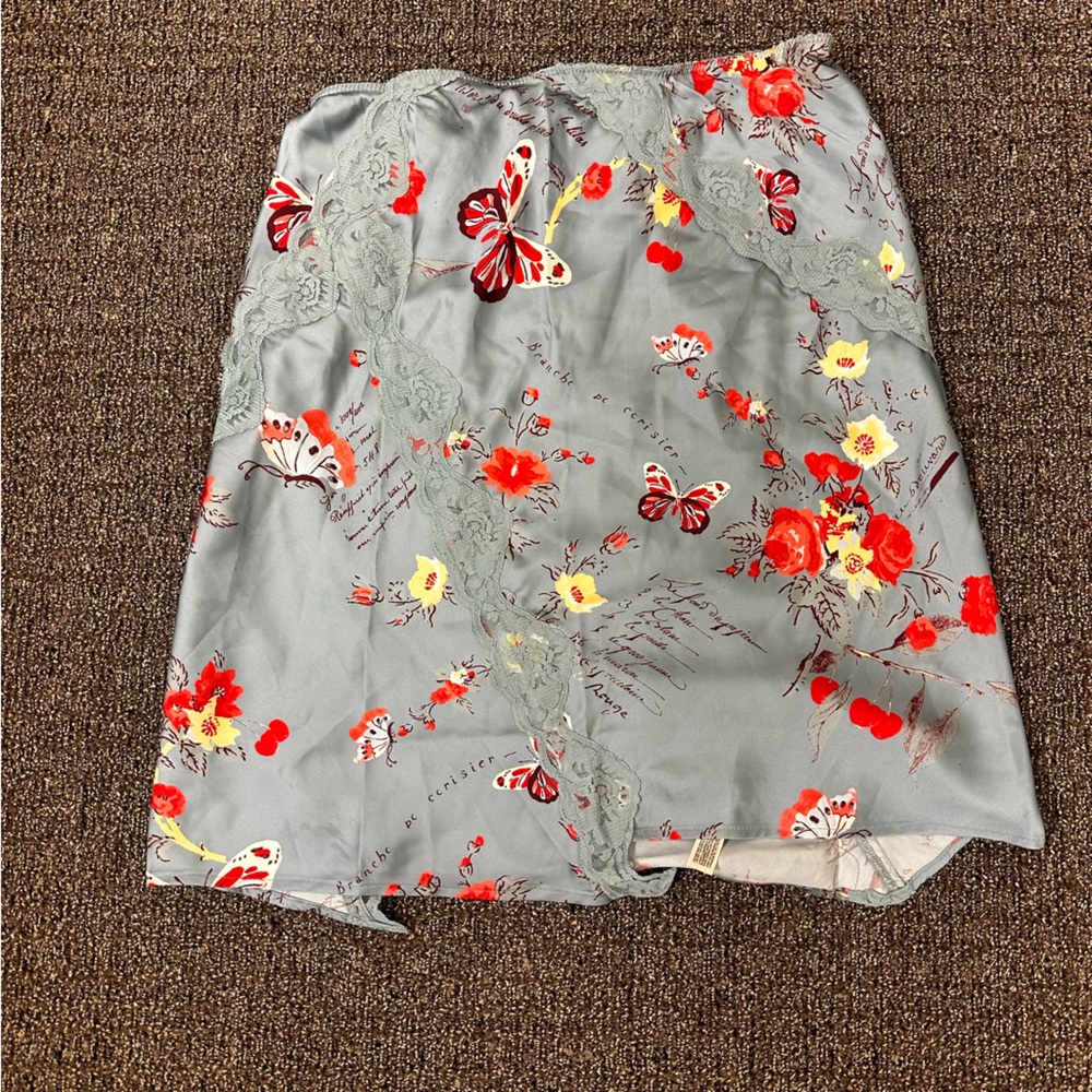 Free People Gray Floral Slip Intimates Womens Size XS Butterflies Sexy